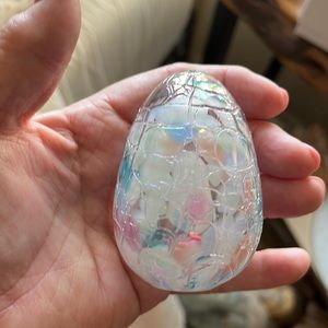 Artisan glass egg marked Intaglio Anton paperweight Easter deco paper weight